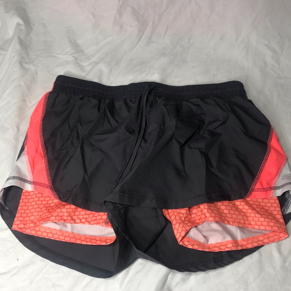 Dark gray and pink champion shorts